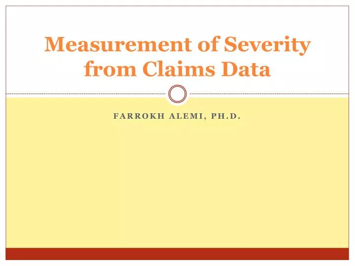 measurement of severity from claims data