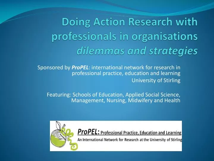 doing action research with professionals in organisations dilemmas and strategies