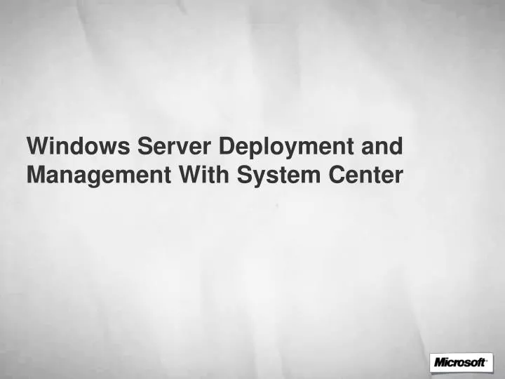 windows server deployment and management with system center