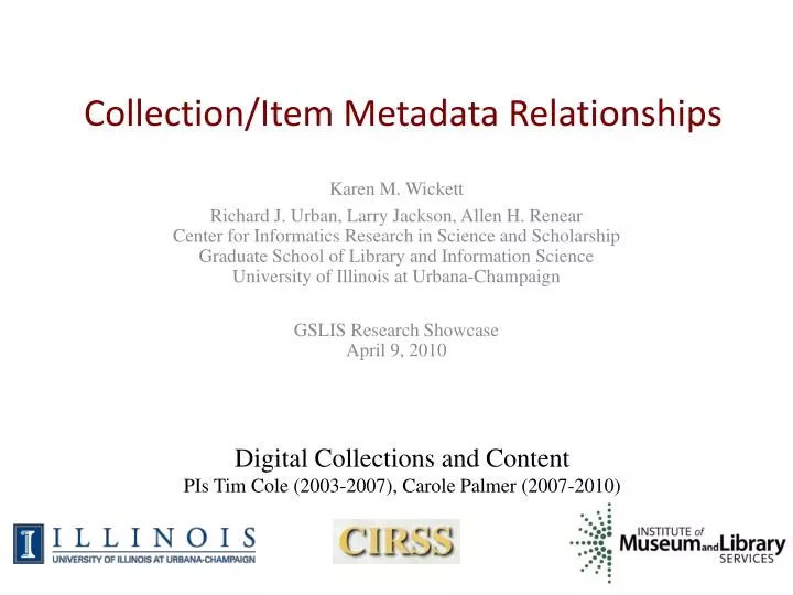 collection item metadata relationships