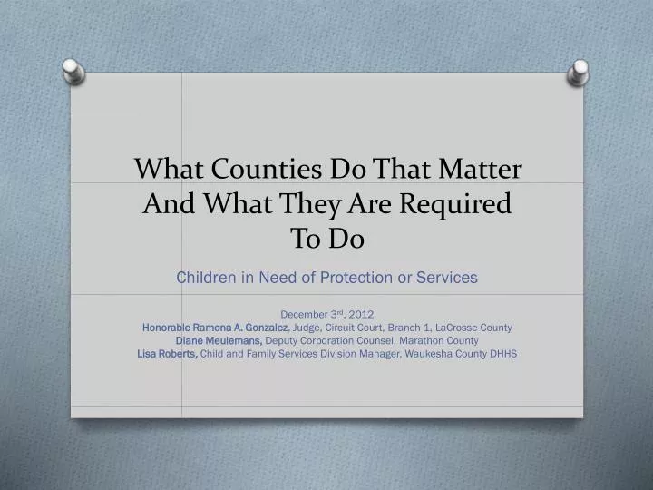 what counties do that matter and what they are required to do