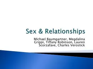 Sex &amp; Relationships