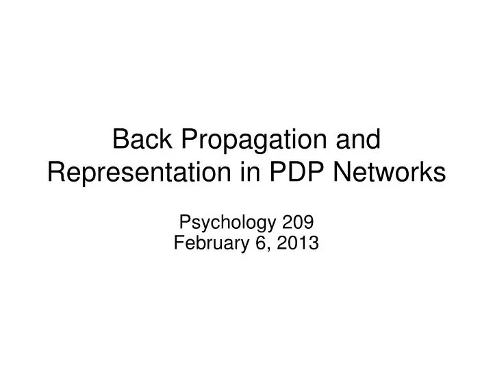 back propagation and representation in pdp networks