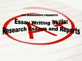 Essay Writing Skills: Research Essays and Reports