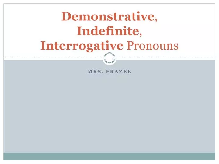 demonstrative indefinite interrogative pronouns