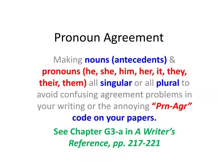 PPT - Pronoun Agreement PowerPoint Presentation, free download - ID:2591826