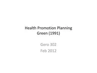 Health Promotion Planning Green (1991)