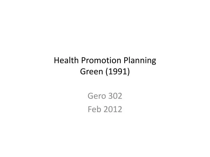health promotion planning green 1991