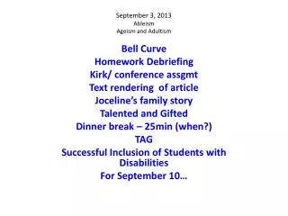 September 3, 2013 Ableism Ageism and Adultism