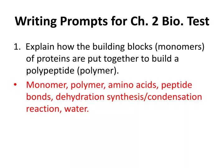 writing prompts for ch 2 bio test