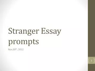 Stranger Essay prompts