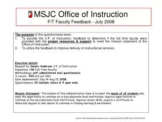 MSJC Office of Instruction F/T Faculty Feedback - July 2008