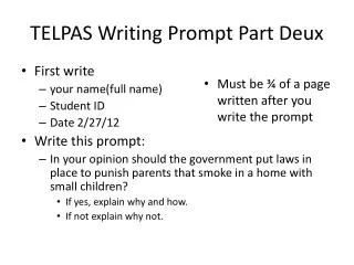 TELPAS Writing Prompt Part Deux