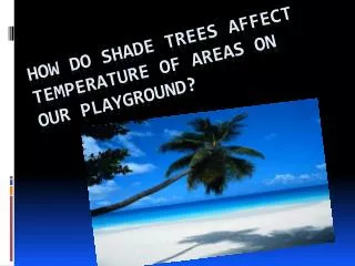 HOW DO SHADE TREES AFFECT temperature OF AREAS ON OUR PLAYGROUND?