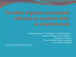 The effect of generic and episodic reflection on academic skills: an empirical study