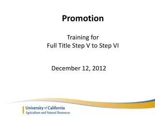 Promotion Training for Full Title Step V to Step VI