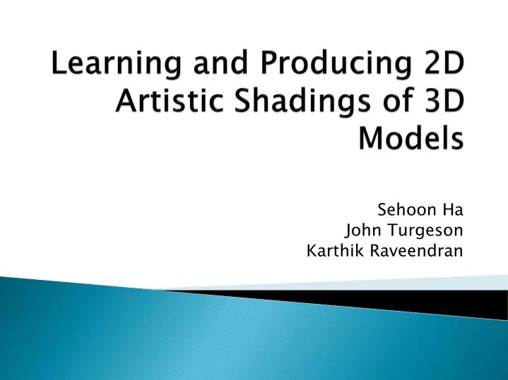 learning and producing 2d artistic shadings of 3d models