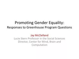 Promoting Gender Equality: Responses to Greenhouse Program Questions