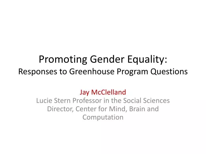 promoting gender equality responses to greenhouse program questions