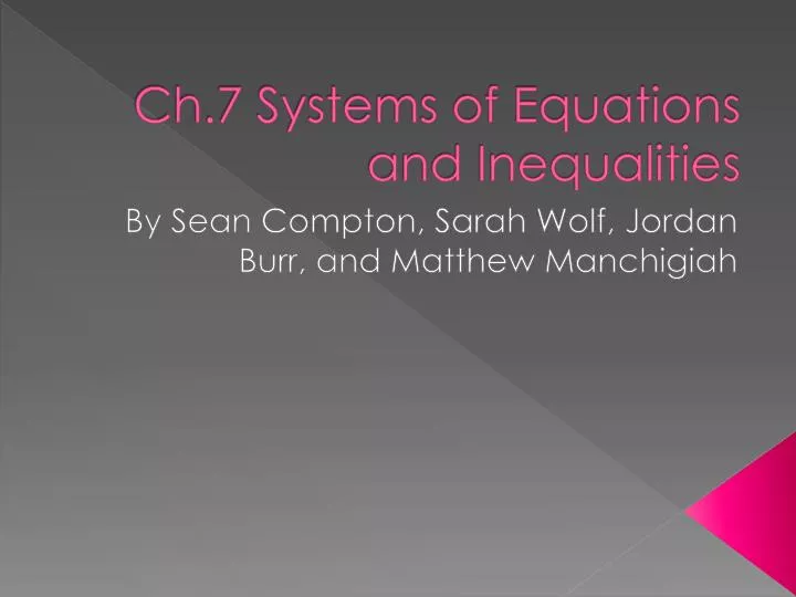 ch 7 systems of equations and inequalities