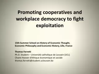 Promoting cooperatives and workplace democracy to fight exploitation