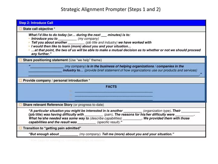 strategic alignment prompter steps 1 and 2