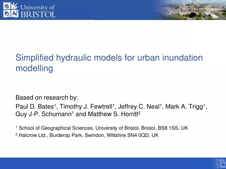 simplified hydraulic models for urban inundation modelling