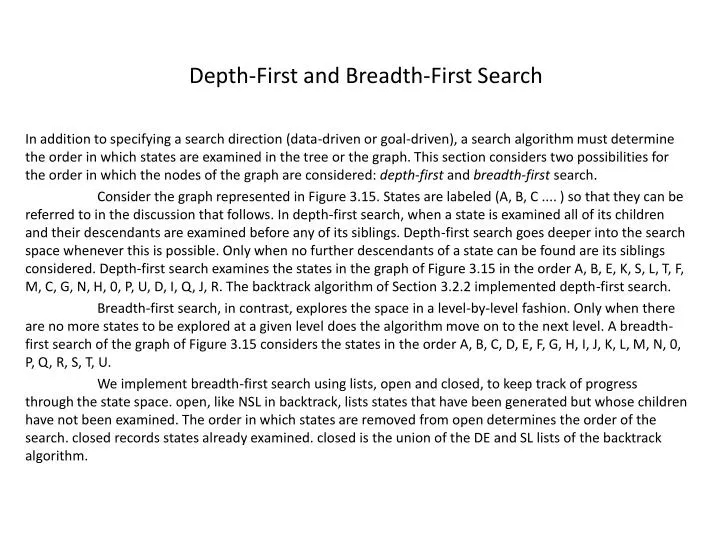 depth first and breadth first search