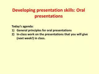 Developing presentation skills: Oral presentations