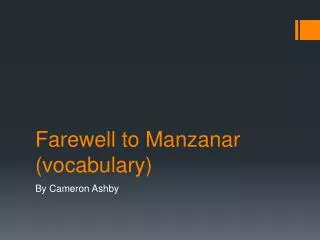 Farewell to Manzanar (vocabulary)