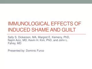 Immunological Effects of Induced Shame and Guilt