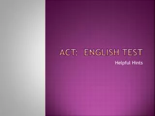 ACT: English Test