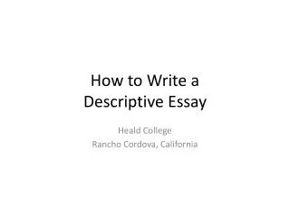 How to Write a Descriptive Essay