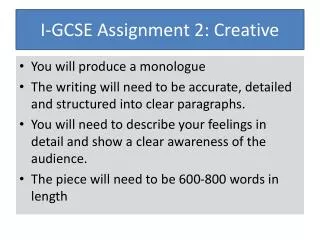 I-GCSE Assignment 2: Creative