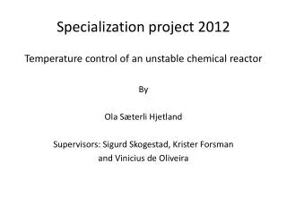 Specialization project 2012