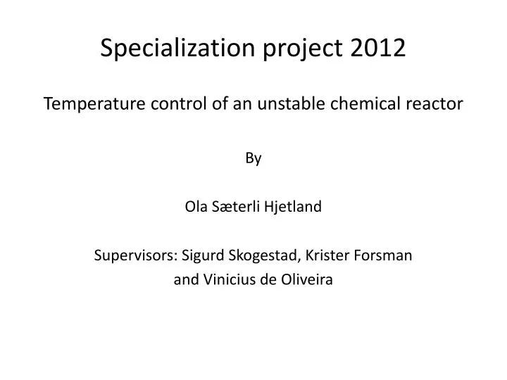 specialization project 2012
