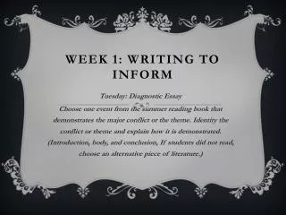 WEEK 1: WRITING TO INFORM