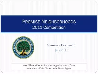 P romise N eighborhoods 2011 Competition