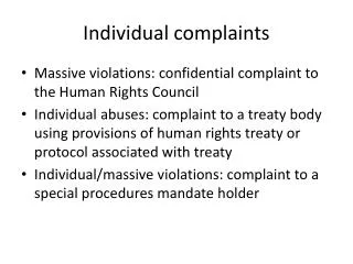 Individual complaints