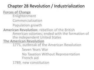 Chapter 28 Revolution / Industrialization