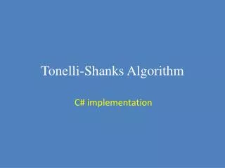 tonelli shanks algorithm