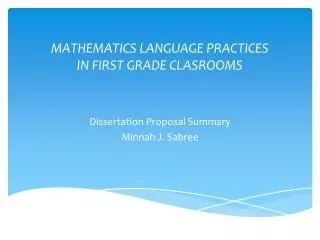 MATHEMATICS LANGUAGE PRACTICES IN FIRST GRADE CLASROOMS