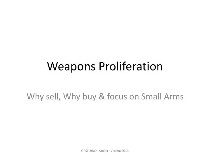 weapons proliferation