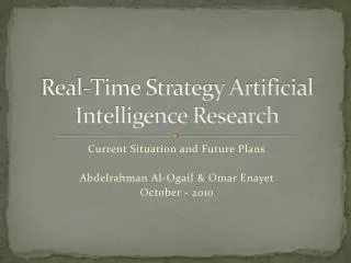 Real-Time Strategy Artificial Intelligence Research