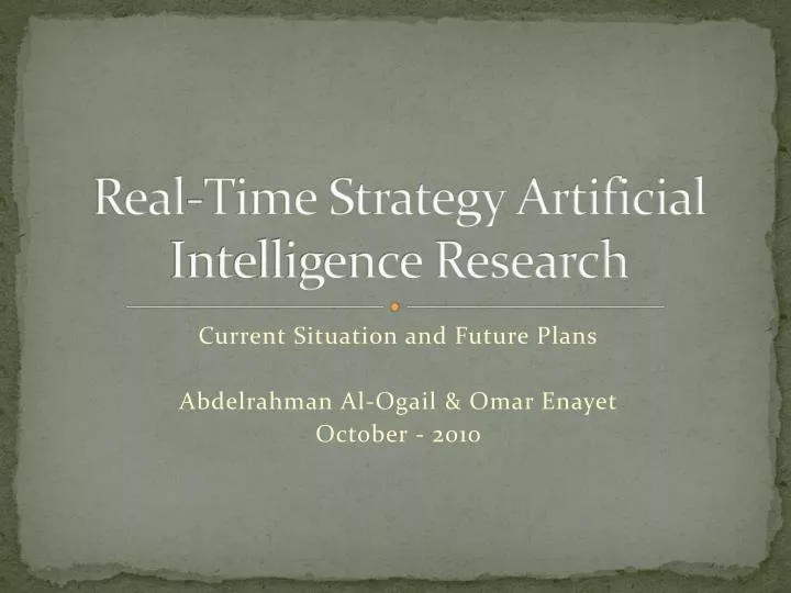 real time strategy artificial intelligence research