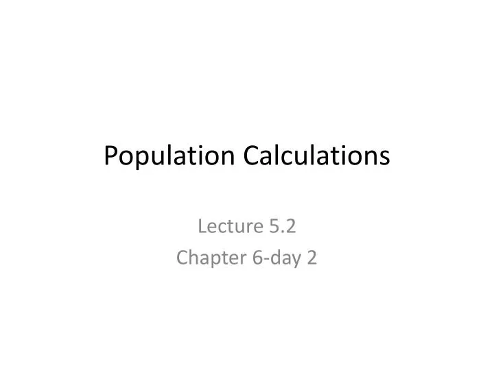 population calculations