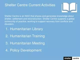 Shelter Centre Current Activities