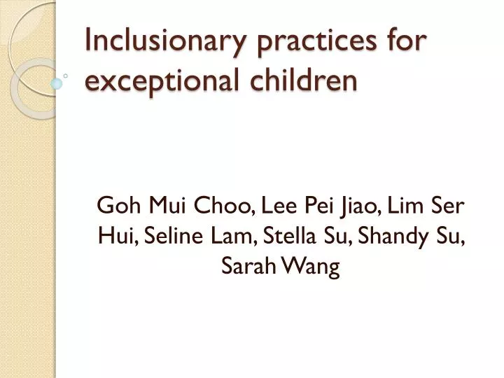 inclusionary practices for exceptional children
