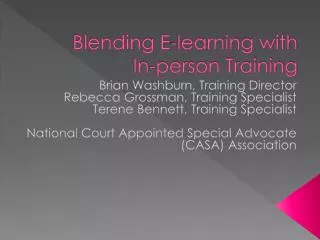 Blending E-learning with In-person Training