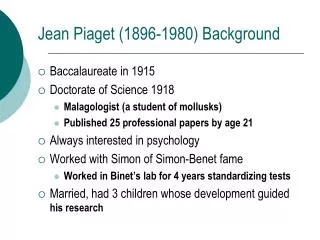 Jean Piaget (1896-1980) Background